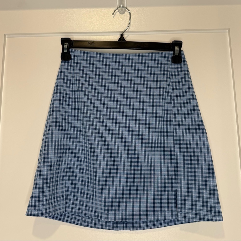 Brandy Melville Blue Plaid Skirt